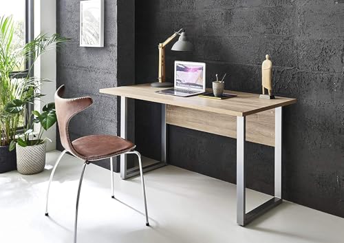 Büromöbel ArbeitszimmeKomplett Office Edition mit Schrankwand Rollcontainer Schreibtisch als Set oder einzeln in Sonoma Eiche/Weiss Matt (Schreibtisch Einzeln) von BMG Möbel