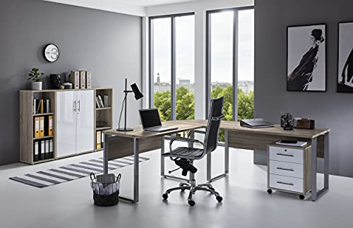 Büromöbel Arbeitszimmer komplett Set Office Edition (Set 2) in Eiche Sonoma/Weiß von BMG Möbel