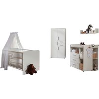 BMG Möbel Babyzimmer-Komplettset "Lea", (Set, 6 St., Bett, Wickelkommode, Unterbauregale, Schrank, Wandboard) von Bmg Möbel