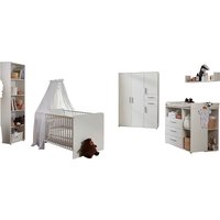 BMG Möbel Babyzimmer-Komplettset "Lea", (Set, 7 St., Bett, Wickelkommode, Schrank, Standregal, Unterstellregal, Wandboard) von Bmg Möbel