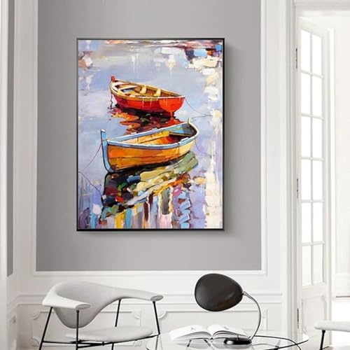 BMGKYAGL Abstraktes Boot-Leinwandgemälde, bunte Graffiti-Wandkunst, Poster und Drucke, Bild für Wohnzimmer, dekoratives Wandbild, 50 x 70 cm, rahmenlos von BMGKYAGL