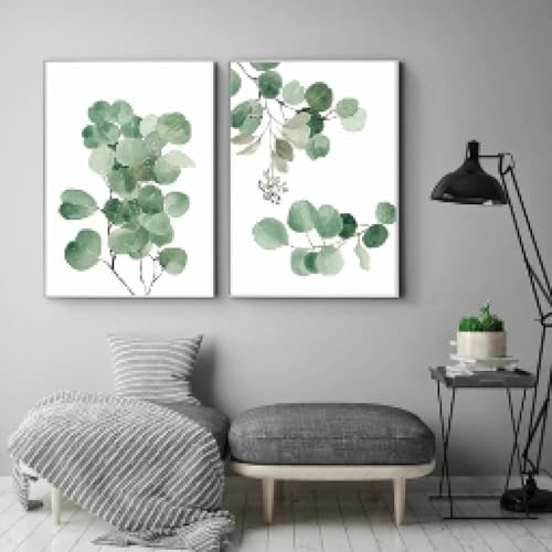 BMGKYAGL Aquarell-Eukalyptus-Laub-Poster im grünen Stil, Leinwandgemälde, minimalistische Pflanzen, Kunstdruck, Wandbild, Heimdekoration, 70 x 100 cm x 2, rahmenlos BMGKYAGL Aquarell-Eukalyptus-Laub-Poster im grünen Stil, Leinwandgemälde, minimalistische Pflanzen, Kunstdruck, Wandbild, Heimdekoration, 70 x 100 cm x 2, rahmenlos von BMGKYAGL