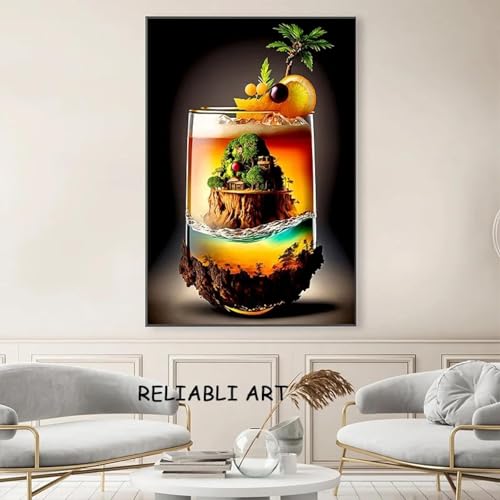 BMGKYAGL Buntes Weinglas, abstraktes Poster und Drucke, modernes Leinwandgemälde, Wandkunst, Bilder für Bar, Heimdekoration, 70 x 100 cm, rahmenlos von BMGKYAGL