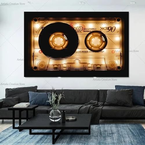 BMGKYAGL Glänzendes Audiokassetten-Poster im Neon-Stil, Retro-Musik-Wandkunst, Audiokassette, Leinwanddruck, Gemälde, Home Dec, 80 x 140 cm, Rahmen BMGKYAGL Glänzendes Audiokassetten-Poster im Neon-Stil, Retro-Musik-Wandkunst, Audiokassette, Leinwanddruck, Gemälde, Home Dec, 80 x 140 cm, Rahmen von BMGKYAGL
