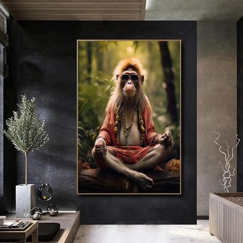 BMGKYAGL Modeposter, Vintage-Wandkunst, lustige Tiere, Leinwandgemälde, Meditation, Preneur-Schlafzimmer, 80 x 140 cm, rahmenlos von BMGKYAGL