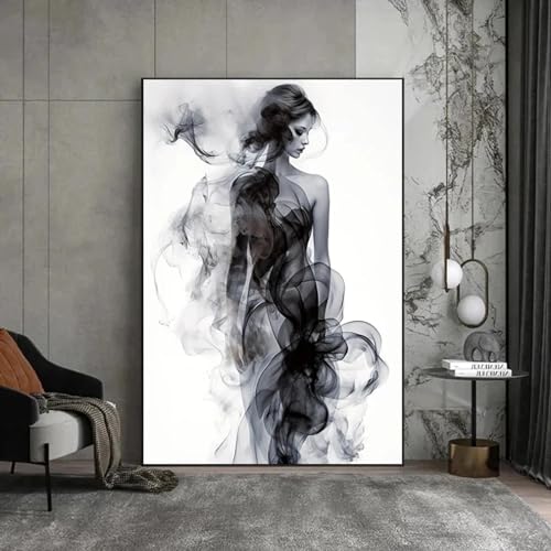 BMGKYAGL Moderne Plakate und Drucke, mit Tinte gezeichnete Frau, Wandkunst, Posterdruck, Schwarz-Weiß-Linie, Minimalismus, Leinwandgemälde, Zimmer, Heimdekoration, Bild, 60 x 80 cm, rahmenlos von BMGKYAGL