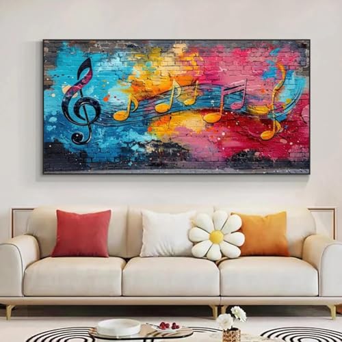 BMGKYAGL Moderne Poster und Drucke, Graffiti-Notendruck, Leinwandgemälde, bunte Notenzeilen, Poster, Studiendekor, 40 x 80 cm, Rahmen BMGKYAGL Moderne Poster und Drucke, Graffiti-Notendruck, Leinwandgemälde, bunte Notenzeilen, Poster, Studiendekor, 40 x 80 cm, Rahmen von BMGKYAGL
