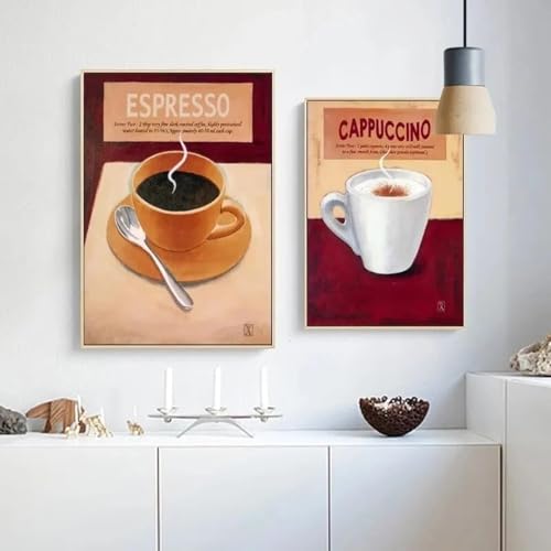 BMGKYAGL Vintage-Kaffeetassen, Leinwandbild, nordische Café-Drucke, Poster, Retro-Küchendekor für Zuhause, Restaurant, Café-Dekor, 20 x 30 cm x 2 Rahmen BMGKYAGL Vintage-Kaffeetassen, Leinwandbild, nordische Café-Drucke, Poster, Retro-Küchendekor für Zuhause, Restaurant, Café-Dekor, 20 x 30 cm x 2 Rahmen von BMGKYAGL