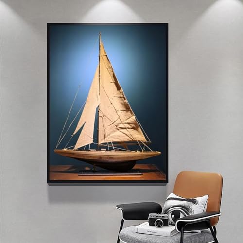 Modernes Segelboot-Kunst-Leinwandgemälde, inspirierende Drucke, Wandkunst, Poster, Wohnzimmer, Schlafzimmer, Dekor, 60 x 90 cm, rahmenlos von BMGKYAGL