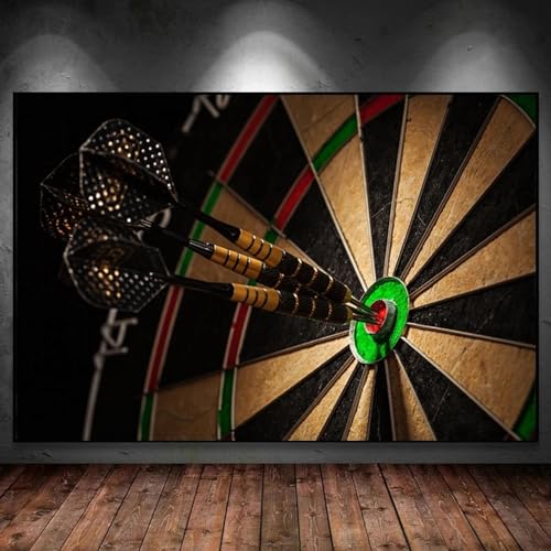 Wandkunst für Spielzimmer, Darts-Spiel, Kunst, Leinwandgemälde, Dartscheibe, Poster und Drucke, Wandbild, Wohnzimmerdekor, 80 x 120 cm, rahmenlos von BMGKYAGL