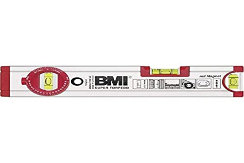 BMI 692025TWM Wasserwaage Ultrasonic, Länge 25 cm, eloxiert, mit Winkellibelle und Magnet von BMI
