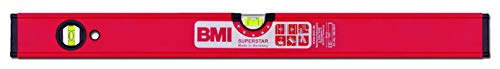 BMI 696120PM Alu-Profil Wasserwaage Superstar mit Magnet (120 cm lang, Oberfläche pulverbeschichtet, kantenlose Horizontal-Libelle, hohe Messgenauigkeit 0,5 mm/m, mit Gummiendkappen) 6960120PM von BMI