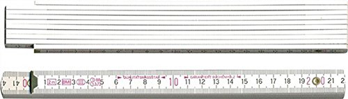 BMI 979806200 Holzgliedermaßstab aus Buchenholz, Gliederstärke 3 mm Weiß von BMI
