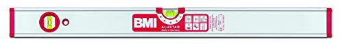BMI Alu-Profil Wasserwaage ALUSTAR mit Magnet (100 cm lang, kantenlose Horizontal-Libelle mit Lupen-Effekt, hohe Messgenauigkeit 0,5 mm/m, mit Gummiendkappen) 694100EM von BMI