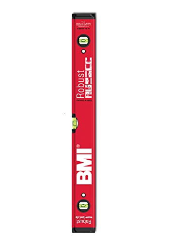 BMI Alu-Wasserwaage Robust rot (Länge 180 cm, Messgenauigkeit 0,5 mm/m, breites/hohes Profil, Gummi-Endkappen, ultraschallverschweißte Libellen) 638180PS von BMI