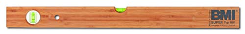BMI Holzwasserwaage 661 Länge 60 cm (aus Hartholz, Oberfläche geölt, geringe Hitzeleitung, ideal für Sanitär + Straßenbau, 2 Libellen, Messgenauigkeit 1,0 mm/m) 661060 von BMI