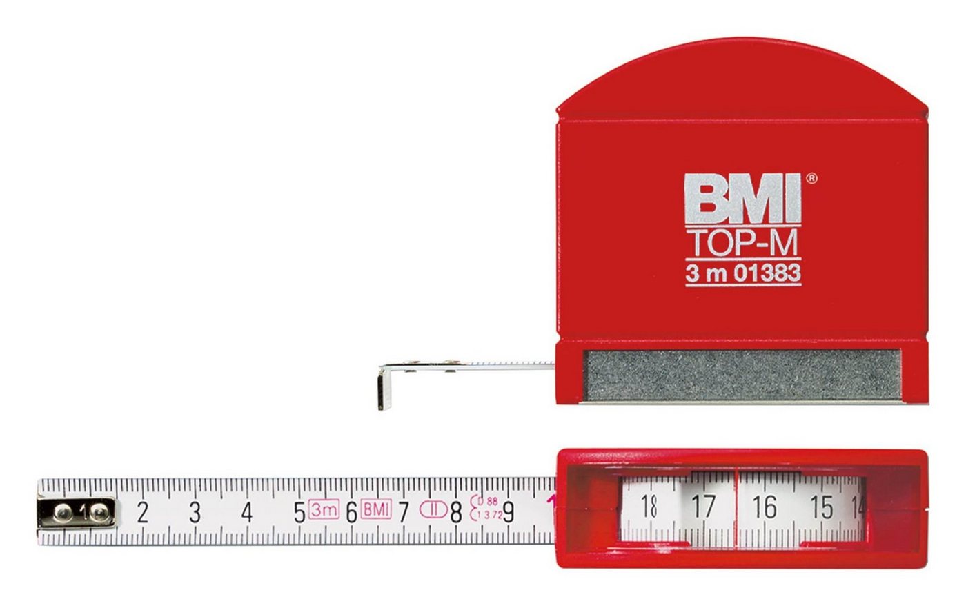 BMI Rollbandmaß, Taschenbandmaß mit Metallfeder 3m x 13 mm weiss von BMI