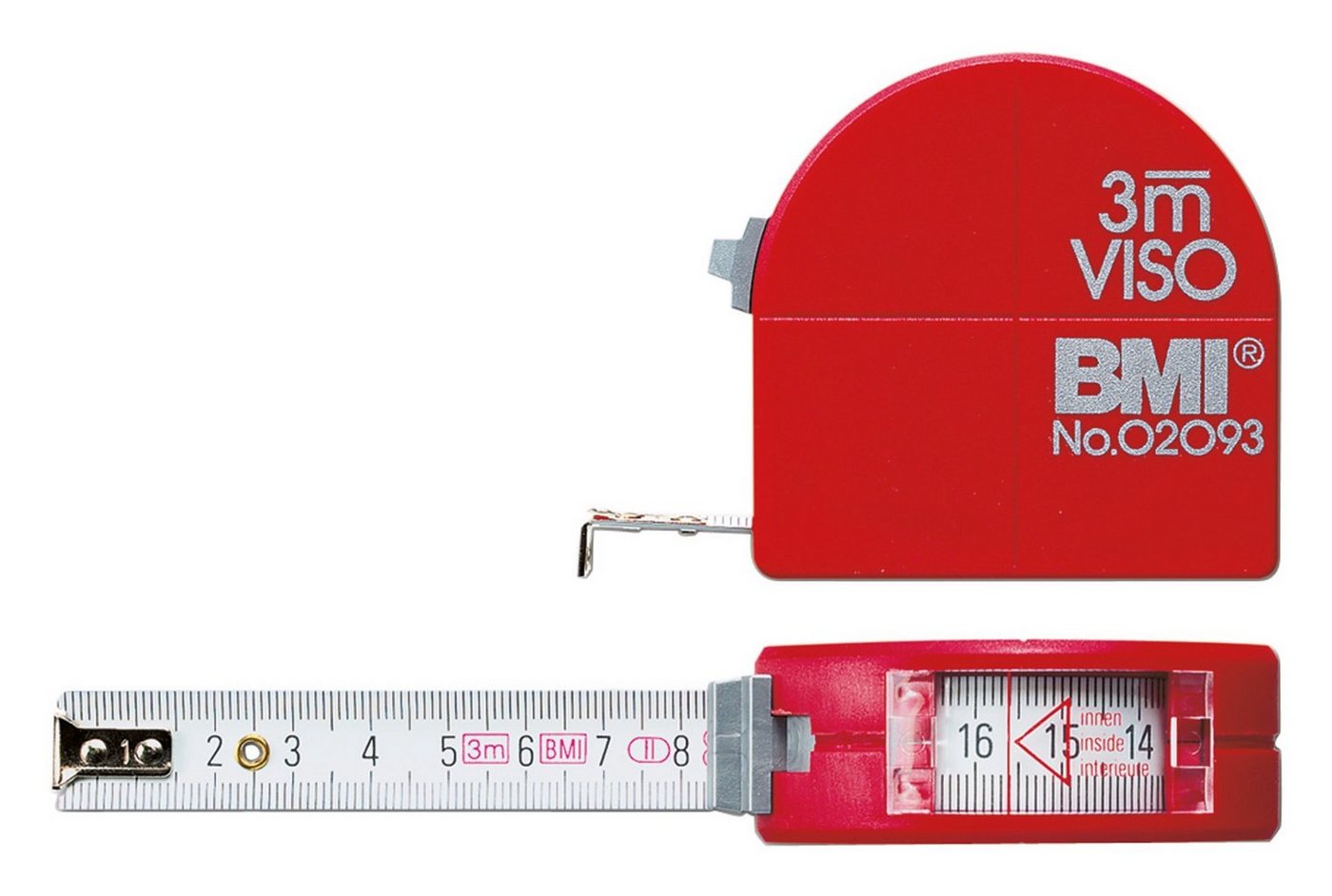 BMI Rollbandmaß, Taschenbandmass mit Sichtfenster 3m x 16 mm mit Zirkel von BMI