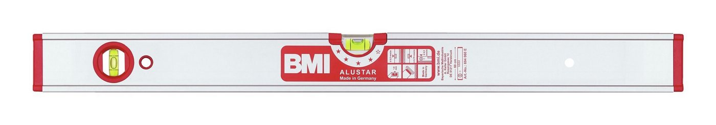 BMI Wasserwaage, Magnet LM ALUSTAR 180 cm eloxiert mit 3 Libellen von BMI