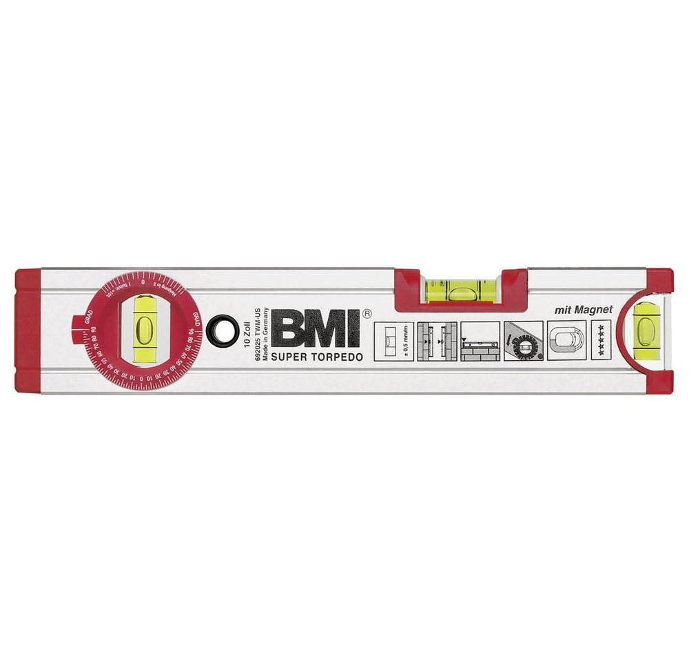 BMI Wasserwaage BMI 692025TWM Magnet-Wasserwaage mit Magnet 0.5 mm/m, (692025TWM) von BMI