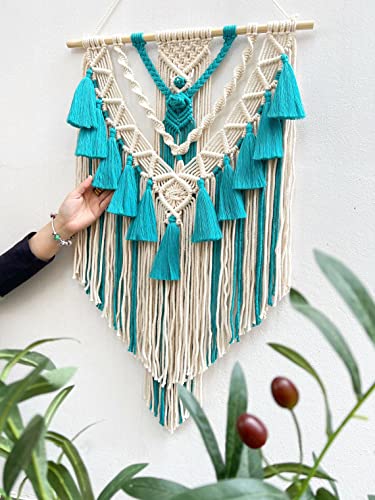 BMIDRUT Wandbehang Boho Makramee Tapisserie Handgemachte gewebte Wandkunst Makramee Tapisserie Home Wall Decor Wall Pediment 45x75 cm/18x30 Zoll von BMIDRUT