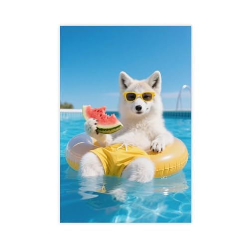 BMIQWAHG Arctic Fox Pool-Urlaubsposter (4) Leinwandposter Schlafzimmer Dekor Landschaft Büro Zimmer Dekor Geschenk 60 x 90 cm von BMIQWAHG