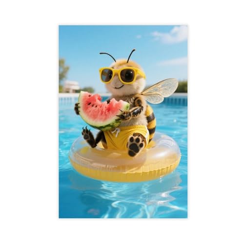 BMIQWAHG Bee Pool Urlaubsposter (1) Leinwandposter Schlafzimmer Dekor Landschaft Büro Zimmer Dekor Geschenk 40 x 60 cm von BMIQWAHG
