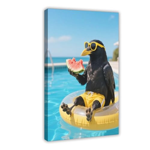 BMIQWAHG Crow Pool Urlaubsposter (2) Leinwand Poster Schlafzimmer Dekor Landschaft Büro Zimmer Dekor Geschenk 50 x 75 cm von BMIQWAHG