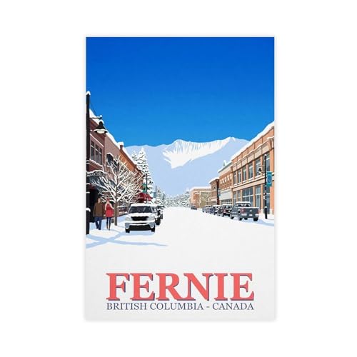 BMIQWAHG Fernie Ski-Poster, Leinwand-Poster, Wandkunst, Dekordruck, Bild Gemälde für Wohnzimmer, Schlafzimmer, Dekoration, 40 x 60 cm von BMIQWAHG