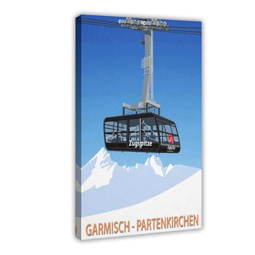 BMIQWAHG Garmisch Skigebiets-Poster, Leinwand, Poster, Schlafzimmer, Dekoration, Landschaft, Büro, Raumdekoration, Geschenk, 30 x 45 cm von BMIQWAHG