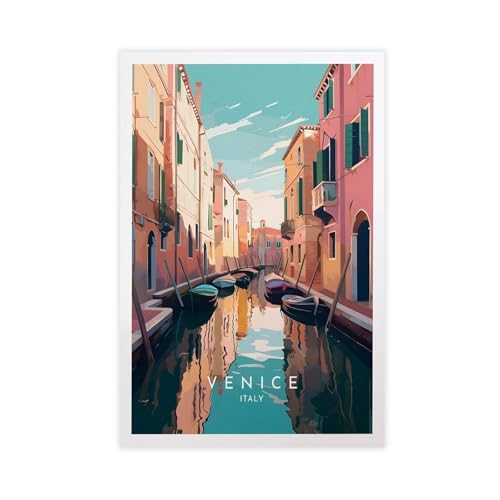 BMIQWAHG Italienisches Retro-Poster, Venedig, Leinwand-Poster, Wandkunst, Dekordruck, Gemälde für Wohnzimmer, Schlafzimmer, Dekoration, 60 x 90 cm von BMIQWAHG