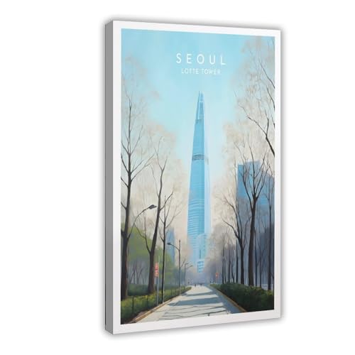 BMIQWAHG Lotte Tower, Seoul-Poster, Leinwand-Poster, Schlafzimmer, Dekoration, Landschaft, Büro, Raumdekoration, Geschenk, 20 x 30 cm von BMIQWAHG