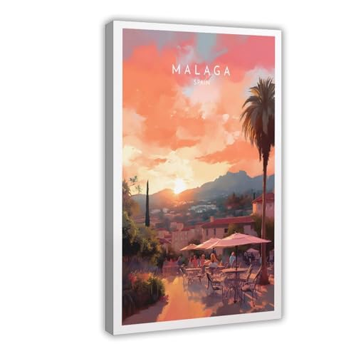 BMIQWAHG Spanien, Malaga-Poster, Leinwand, Poster, Schlafzimmer, Dekoration, Landschaft, Büro, Raumdekoration, Geschenk, 30 x 45 cm von BMIQWAHG