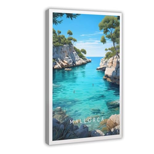 BMIQWAHG Spanien, Mallorca-Poster, Leinwand-Poster, Wandkunst, Dekordruck, Bild, Gemälde für Wohnzimmer, Schlafzimmer, Dekoration, 20 x 30 cm von BMIQWAHG