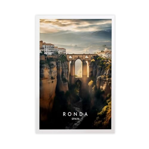 BMIQWAHG Spanien, Ronda-Poster, Kunst-Leinwand-Poster, Schlafzimmerdekoration, Landschaft, Büro, Raumdekoration, Geschenk, 60 x 90 cm von BMIQWAHG