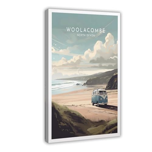 BMIQWAHG Woolacombe, England, Devon, Poster, Leinwand-Poster, Schlafzimmer, Dekoration, Landschaft, Büro, Raumdekoration, Geschenk, 30 x 45 cm von BMIQWAHG