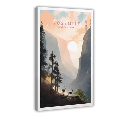 BMIQWAHG Yosemite Nationalpark-Poster, Leinwand, Poster, Schlafzimmer, Dekoration, Landschaft, Büro, Raumdekoration, Geschenk, 30 x 45 cm von BMIQWAHG