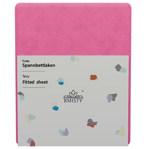 BMISTY Spannbettlaken FROTTE - Bettlaken mit Gummiband - Spannbetttücher für Schlafzimmer - Bettlaken Oeko-TEX Zertifizierung - Baumwolle Spannbettlaken 220x200 cm - Rosa von BMISTY