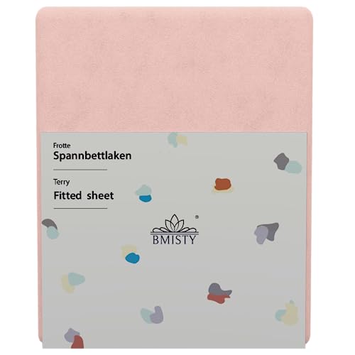 BMISTY Spannbettlaken FROTTE Premium - Bettlaken mit Gummiband - Spannbetttücher für Schlafzimmer - Bettlaken Oeko-TEX Zertifizierung - Baumwolle Spannbettlaken 140 x 200 cm - Puderrosa von BMISTY