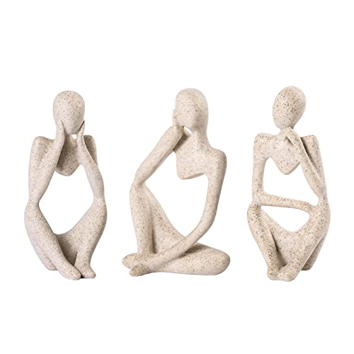 BMLCGJ Denker Statue Gold Dekor Abstrakte Kunst Skulptur Goldene Harz Sammlerstück Figuren für Zuhause Wohnzimmer Büro Regal Dekoration, tolle Geschenkideen (Sandstein) von BMLCGJ