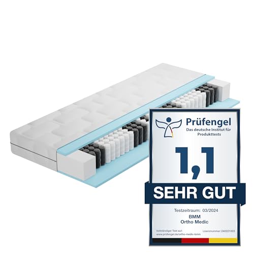 BMM Matratze 120x200 cm Ortho Medic Taschenfederkernmatratze Härtegrad H2/Öko-Tex Zertifiziert/orthopädische 7 Zonen Matratze Höhe 21 cm/Matratzen produziert in Deutschland von BMM