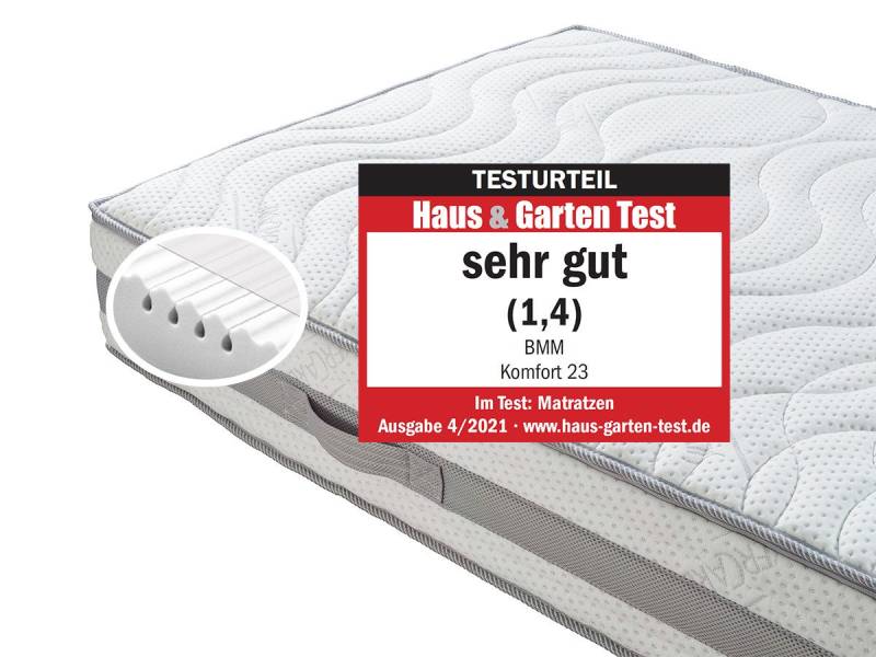 Komfortschaummatratze KOMFORT 23, BMM, 23 cm hoch, ergonomischer 7-Zonen KSCell®-Schaum, SilverCare Klima-Border Bezug von BMM