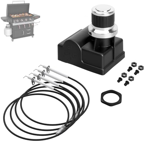 BMMXBI Elektronischer Grillzünder mit 5 Ausgängen für Blackstone 91,4 cm Grillplatte mit Luftfritteusen-Kombination, Universal-AA-Abdeckung, Funkenzünder, Ersatz-Kit für Black Stone 4 Brenner von BMMXBI