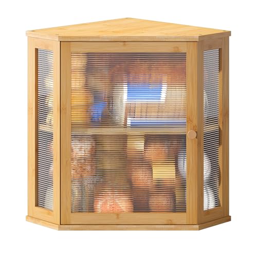 BMOSU Eck-Brotkasten für Küche, Arbeitsplatte, doppellagig, Bambus-Holz-Brotbox, großes Fassungsvermögen, Brotaufbewahrungsbehälter (natürlich, extra groß) von BMOSU