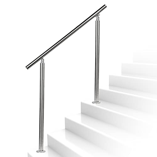 BMOT Edelstahl Handlauf, 150 cm Geländer mit 0 Querstreben, Treppengeländer innen & außen von BMOT