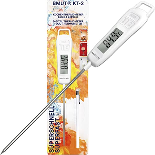 1x Küchenthermometer (digital) – schnell – für Essen & Getränke (-50°C bis +300°C) BMUT KT-2 Bratenthermometer, Fleisch, Tee, Wasser, BBQ von BMUT