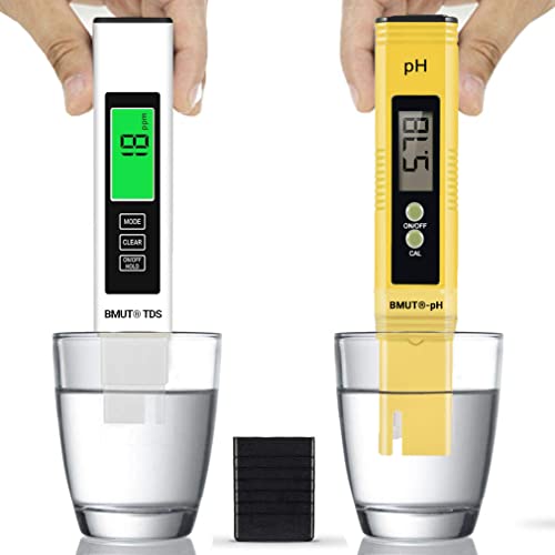 1x pH und 1x TDS Messgerät 4in1 Meter pH EC Temperatur für Wasser, Aquarium, Teich, Trinkwasser Pool Digital von BMUT