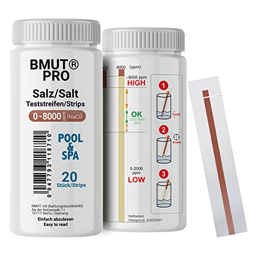 20x Salzwasser Test Pool & Spa 0-8000 ppm Salztest Konzentration Natriumchlorid-Gehalt von BMUT