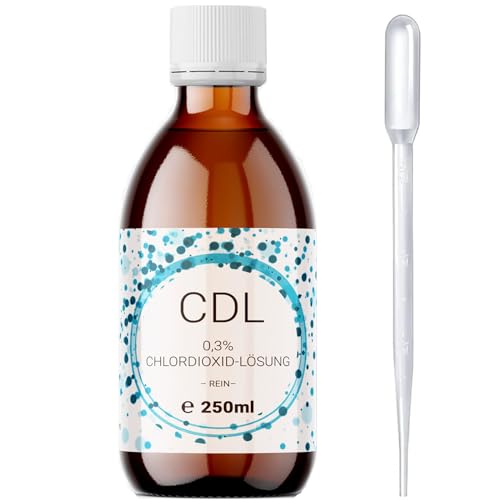 250ml CDL/CDs Chlordioxid 0,3% Lösung, destilliert, Glasflasche mit Pipette zum Tropfen von BMUT