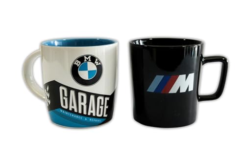 BMW 2x Tassen Garage Motorrad Kaffee Becher Kaffeetasse Motorsport + Gratis M Perfomance Tasse von BMW